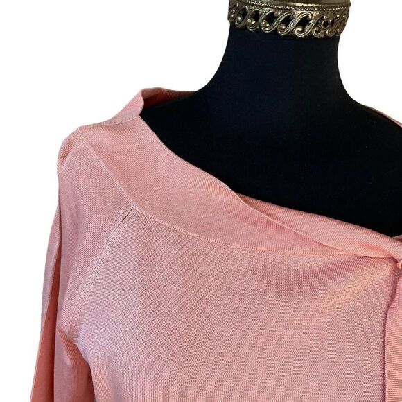 PENDLETON Woman's Knit Pullover Top Size S Silk Blend Peach Tie Collar - Picture 3 of 15